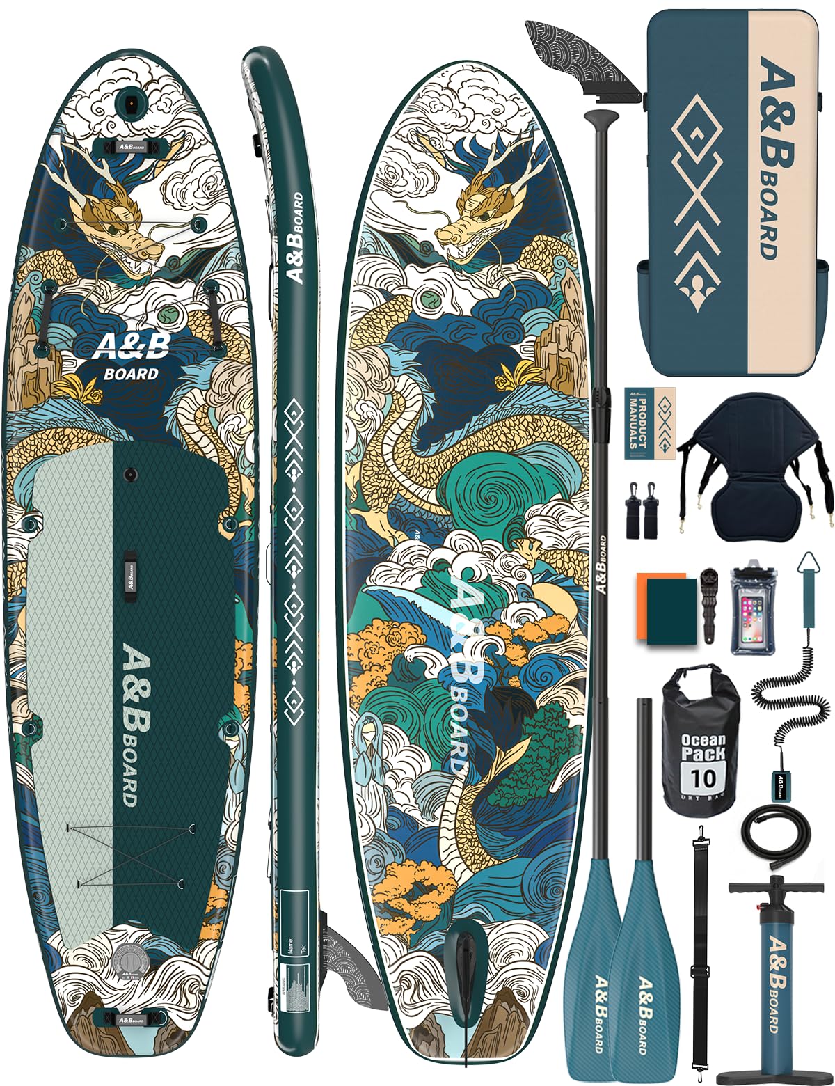 A&BBOARD SUP Gonfiabile Adulti con Tutti gli Accessori,335 cm Tavola da Stand up Paddle Board Gonfiabile per Tutti i Livelli di Abilità