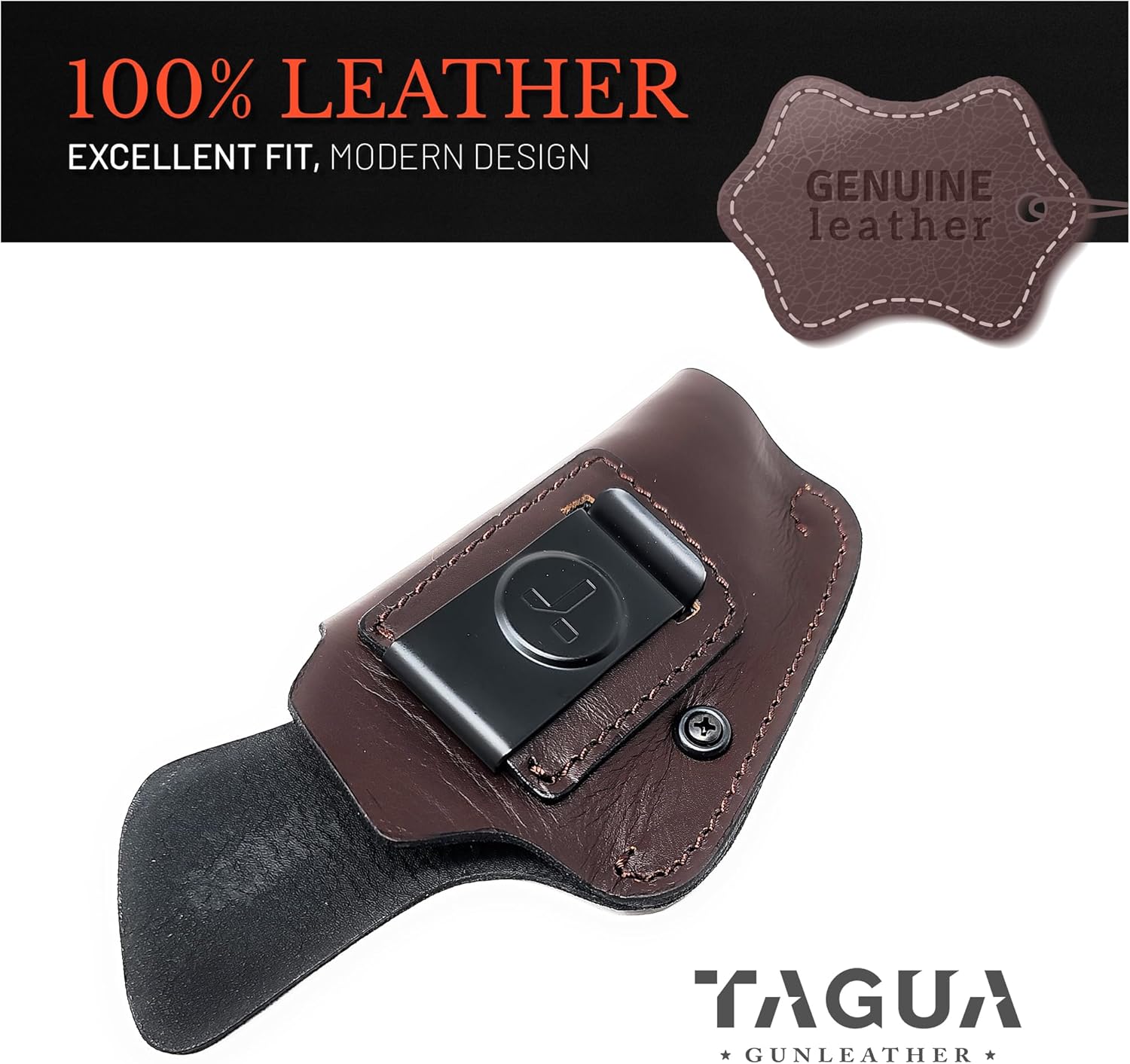 IWB Suede Leather Holsters for Pistols Optic Ready. for 1911-4"/5", .45 no Rail, Glock 48, Shield EZ 380, Browning HP .9mm Leather Holster & 380