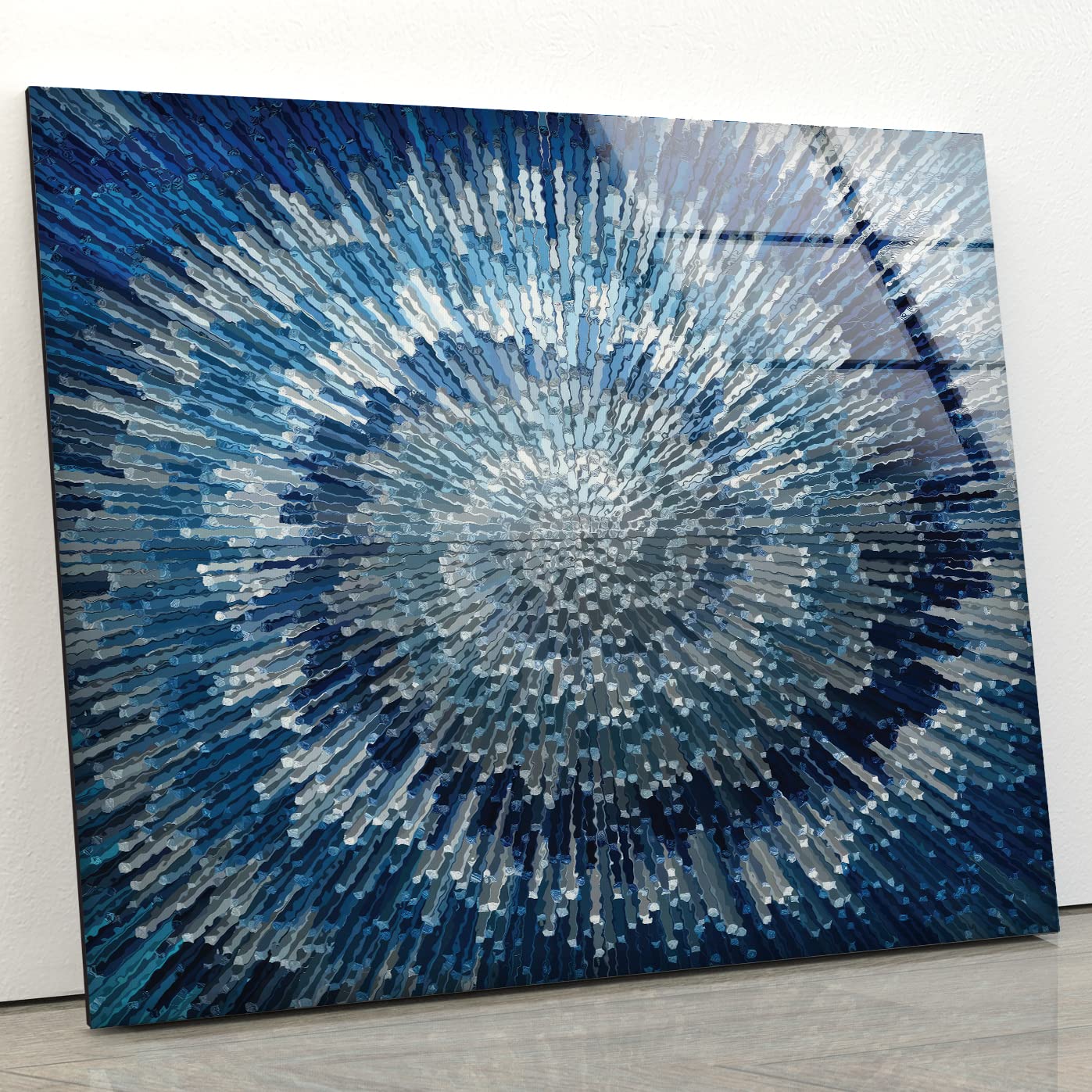 My Photostation.com 43Wx27H'' Tempered Glass Wall Art for living room-Wall Decor-Glass Printing-Large Wall Art-Wall Hangings-Blue Abstract Wall Art-Blue Fractal Art