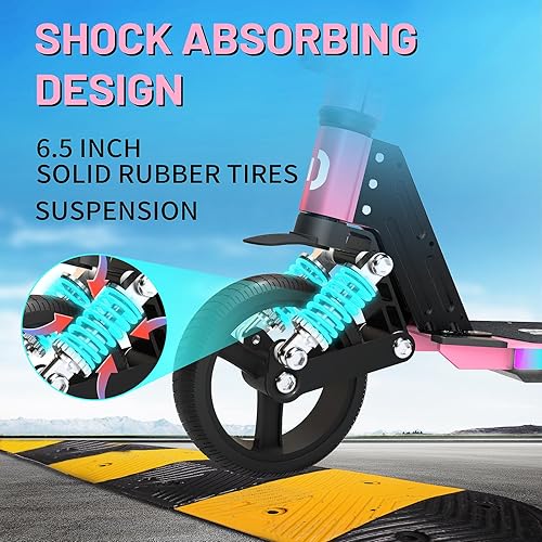 Miniatura 2 de SIMATE Patinete eléctrico para niños, Pro E-Scooters con luz frontal blanca y luces de cuerpo coloridas, pantalla LED y plegable, rango superior de