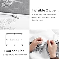 Vista 5 de Bedsure Funda de edredón tamaño King juego de funda de edredón reversible floral con cierre de cremallera, juego de ropa de cama gris, 3 piezas, 1