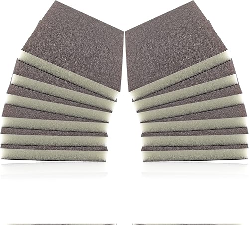 Zorveiio Esponja de lija lavable y reutilizable, 12 piezas de bloque de lijado de grano 100, esponja de papel de lija para muebles de madera y metal