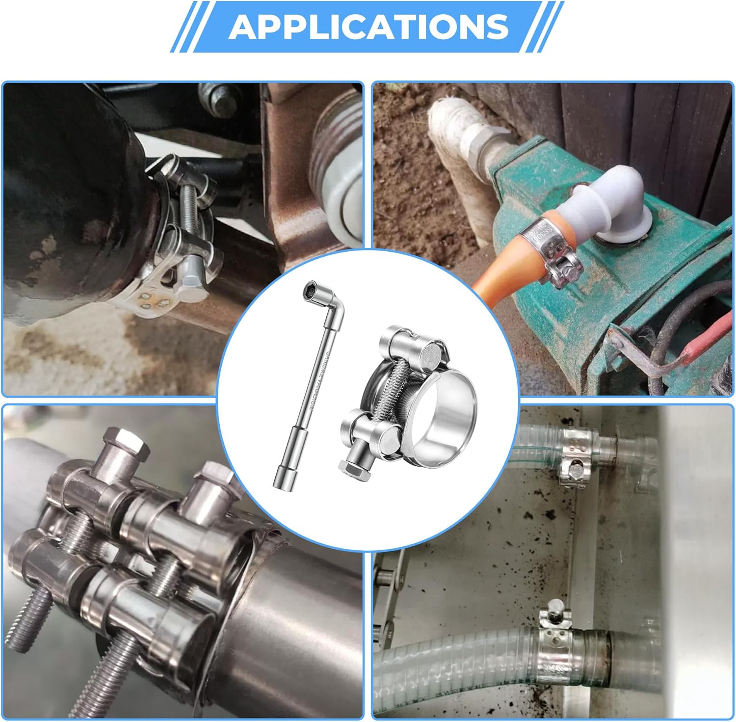 210pcs Single Ear Hose Clamp with Pincers Crimper Tool&6 Pack 17-19mm T-Bolt Hose Clamp