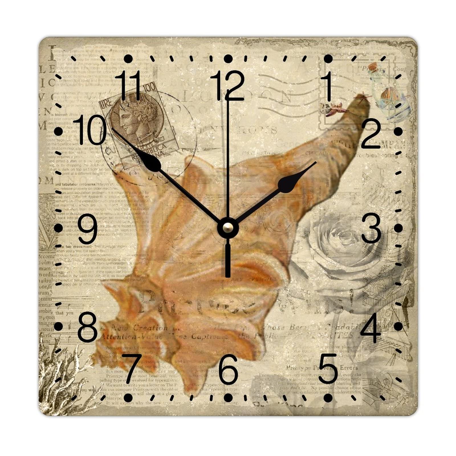 Horloge murale carrée en PVC vintage pour un salon ou un bureau rétro