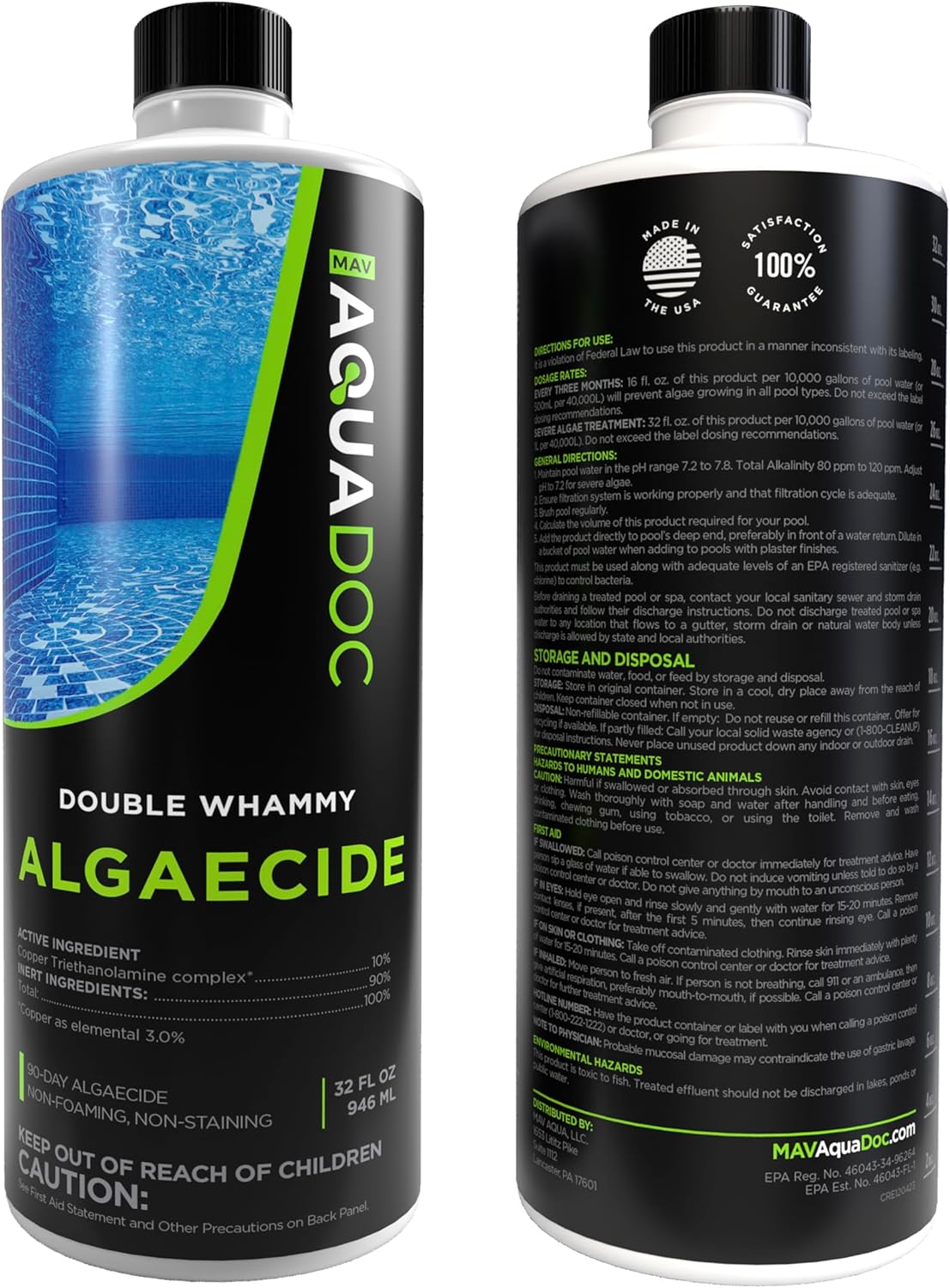 Copper Pool Algaecide for Swimming Pool - 90 Day Algaecide for Inground Pool to Prevent and Remove Pool Algae - Super Algaecide for Pool Opening - AquaDoc 32oz - Image 9