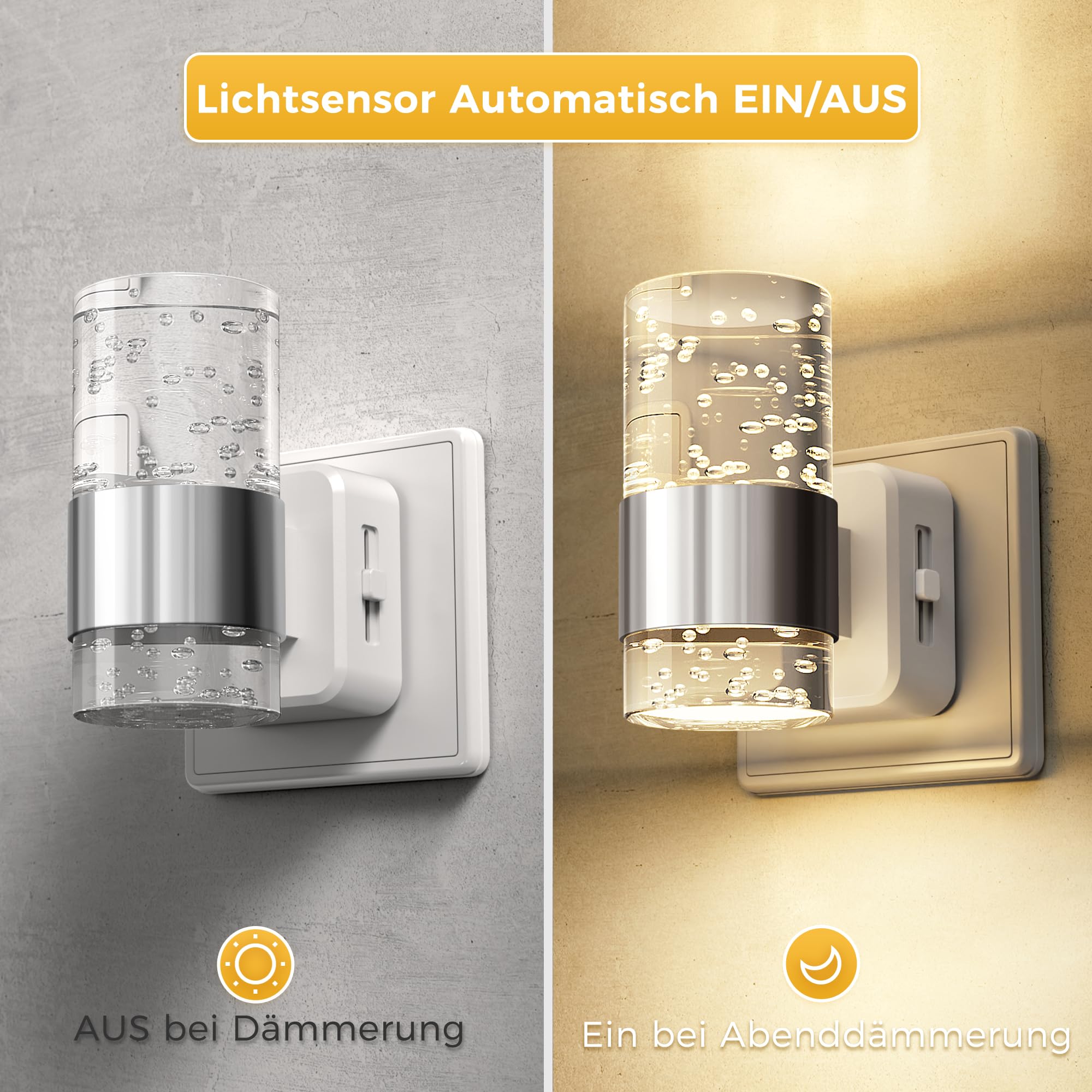 Luce Notturna LOHAS-LED Con Sensore Crepuscolare, Dimmerabile 30/60/100 Lumen, 3000K Caldo, 2 Pezzi, Per Presa, Per Corridoio E Bagno - 5