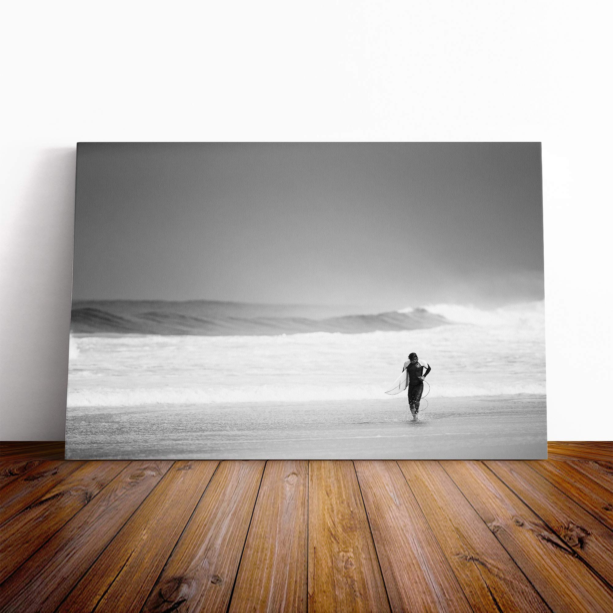 Surfer Surfboard Surfing Seascape (2) Canvas Print | Gallery Wrapped 30mm Frame Wall Art | 30x20 inches | Ready to Hang | Modern Seascape Picture | Living Room Bedroom Lounge Office