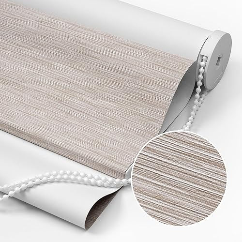 BERISSA Blackout Roller Shades for Windows Striped Jacquard Roller Blinds UV Protection Window Blinds Energy Saving Easy Installation Room Darkening