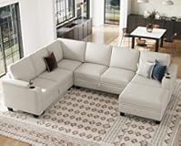 Chenille Modular Sectional Sofa Convertible L Shaped Corner Couches for Living Room with Storage Armrest with Cup Holder White Couch