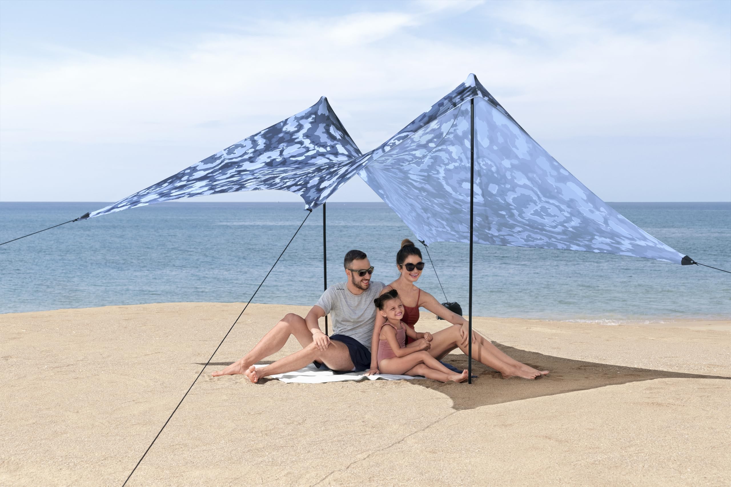 Bestway Sonnensegel 210 x 210 x 198 cm, UPF 80 Sonnenschutz, 4 Personen, Elastisches Polyester/Elasthan-Gewebe, Stahlstangen, Inkl. Spannseile, Heringe, Sandtaschen, Tragetasche