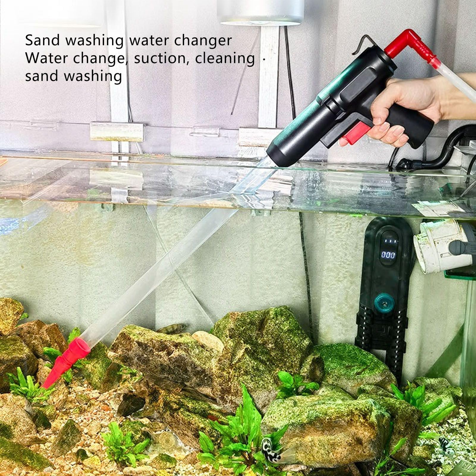 Aspirateur à Siphon Complet pour Aquarium avec Clip de débit d'eau réglable pour l'entretien des réservoirs Moyens et Grands, Un kit de Nettoyage de Gravier d'aquarium