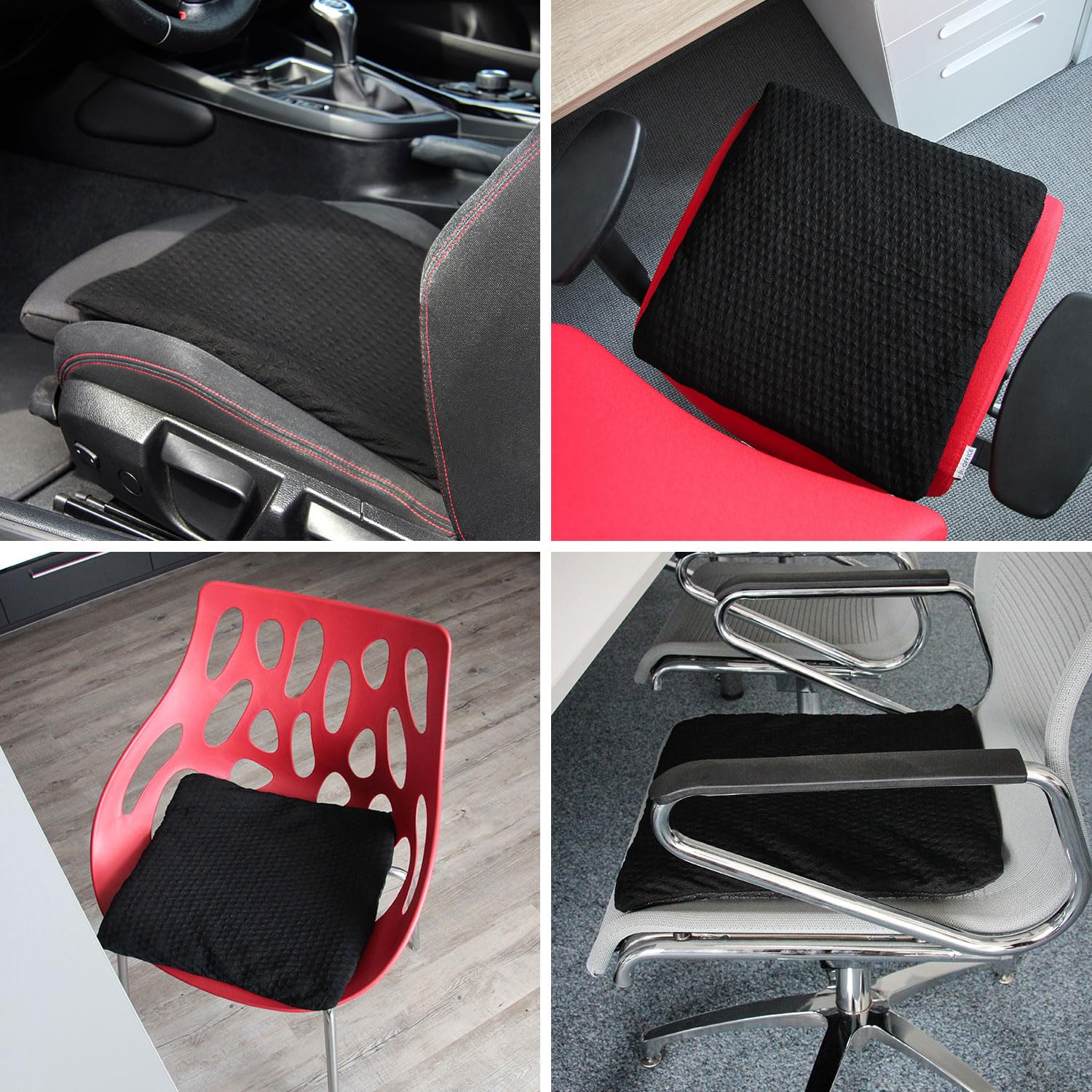 hjh OFFICE Orthopädisches Gel-Sitzkissen MEDISIT I 42x42 Kissen mit Gelperlen, Anti-Rutsch Bezug, abnehmbar & waschbar 780000