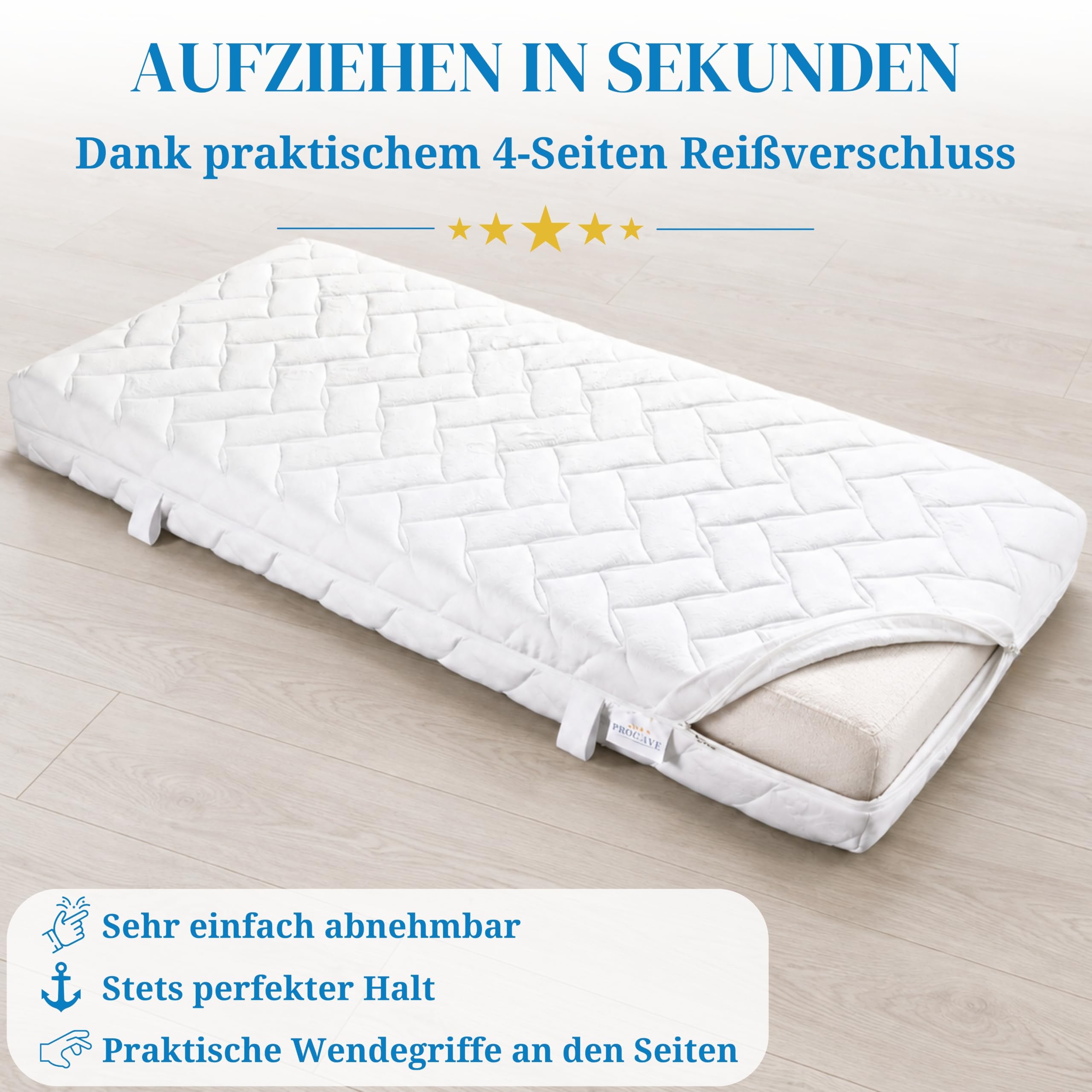 PROCAVE Coprimaterasso impermeabile, traspirante e lavabile, tutte le misure – Made in Germany, Aloe Vera, 90x220-12
