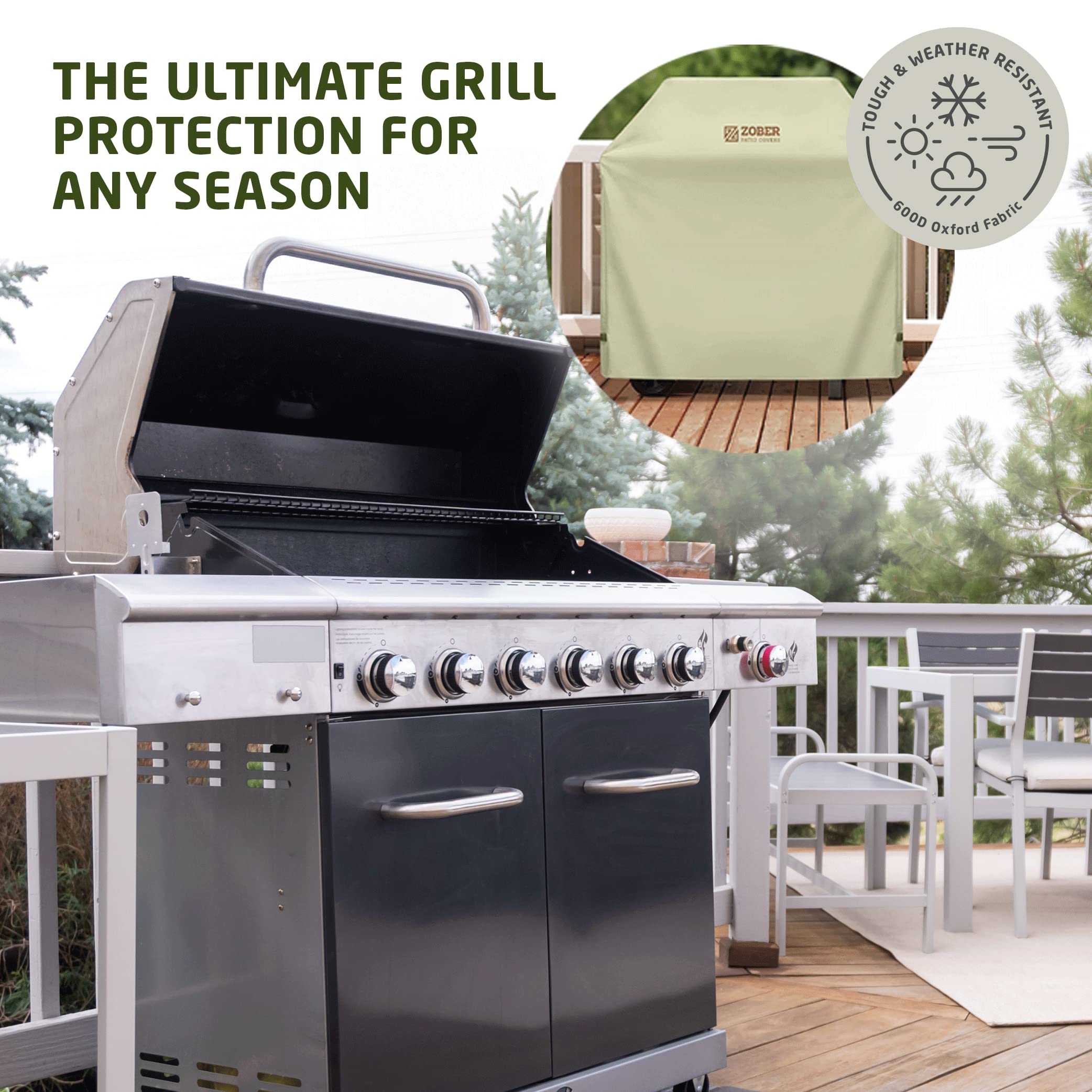 Zober BBQ Grill Cover 64 Inch Waterproof Double