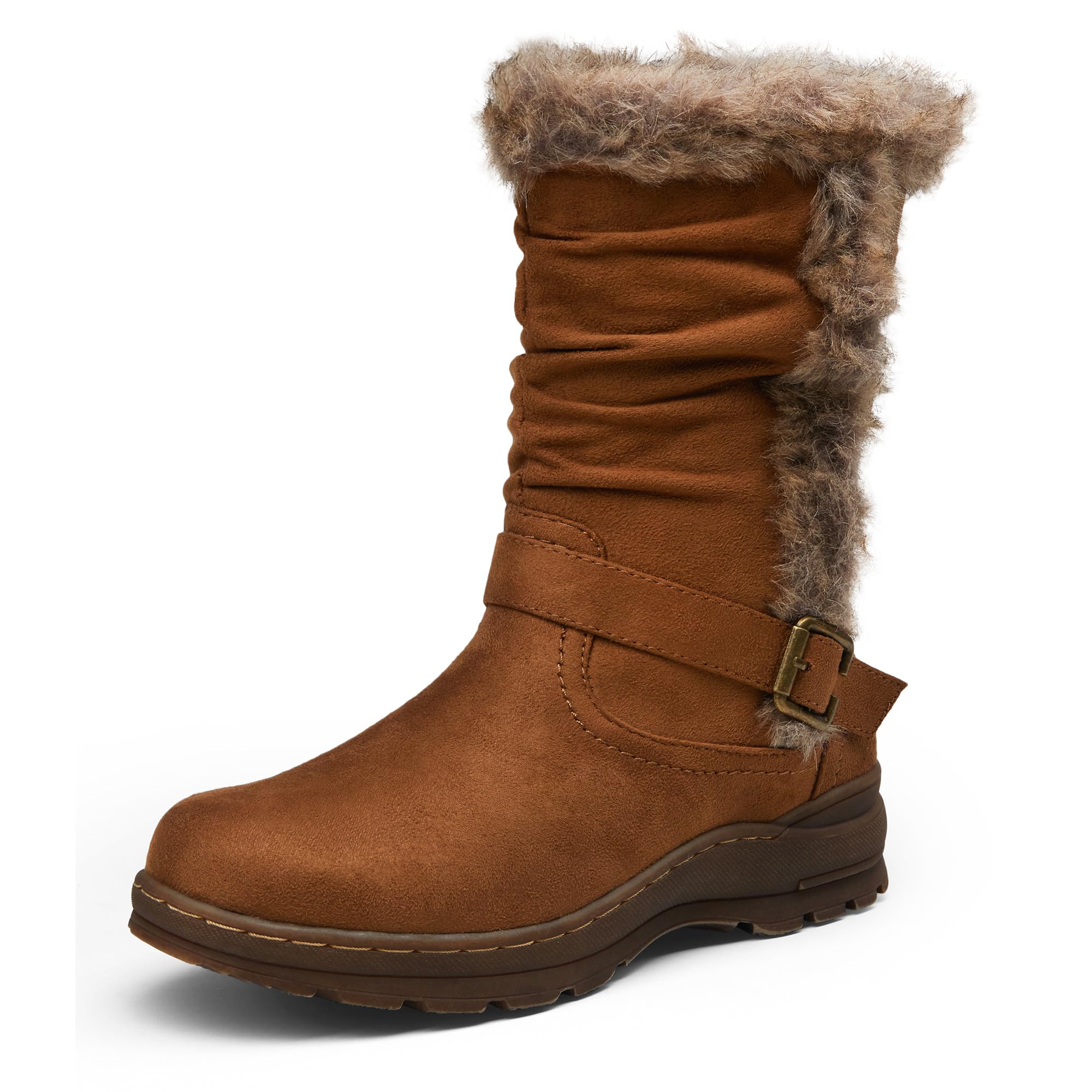 Women's Warm Mid Calf Winter Boots, Fur Lined with Side Zipper 960