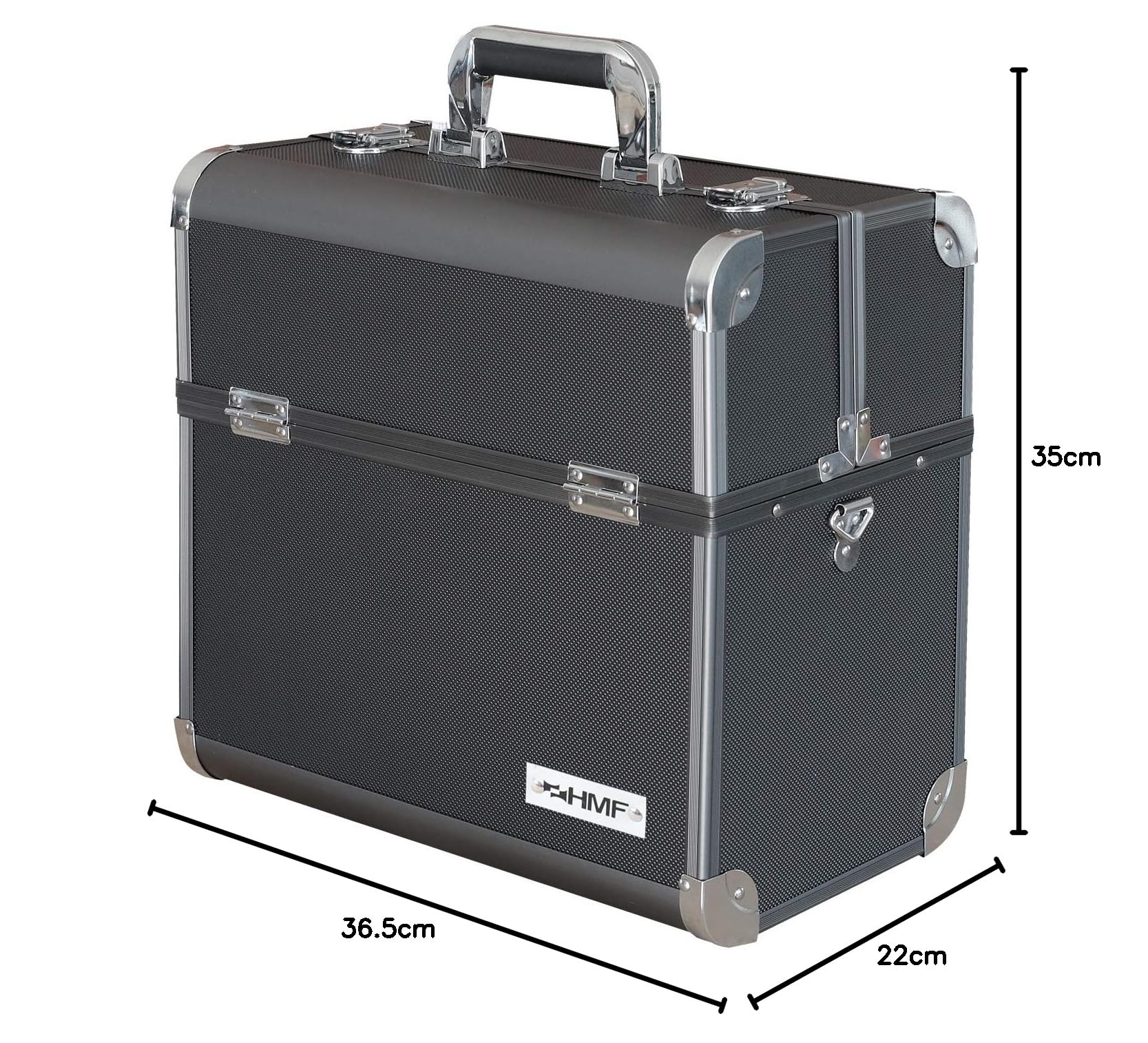 HMF 14902-02 - Cassetta per attrezzi vuota in alluminio, divisorio singolo, 36,5 x 35 x 22 cm