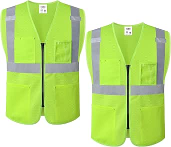 JKSafety Hi-Vis Reflective Safety Vest | ANSI/ISEA Compliant Class 2 | Multiple Pockets For Work | Men & Women