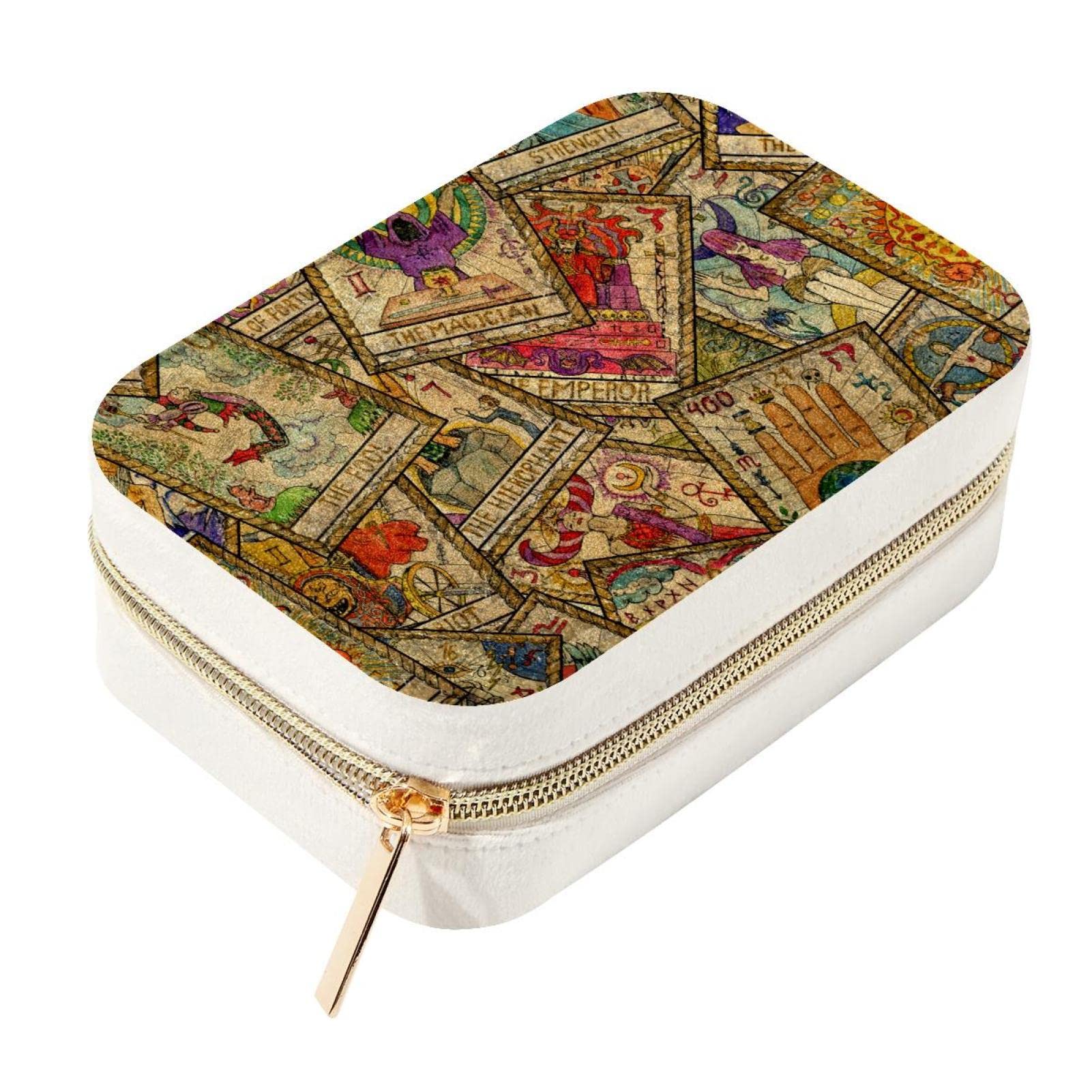 Bolso de joyería con cremallera Tarot y caja de terciopelo de 2.2 x 6.1 x 4.1 pulgadas