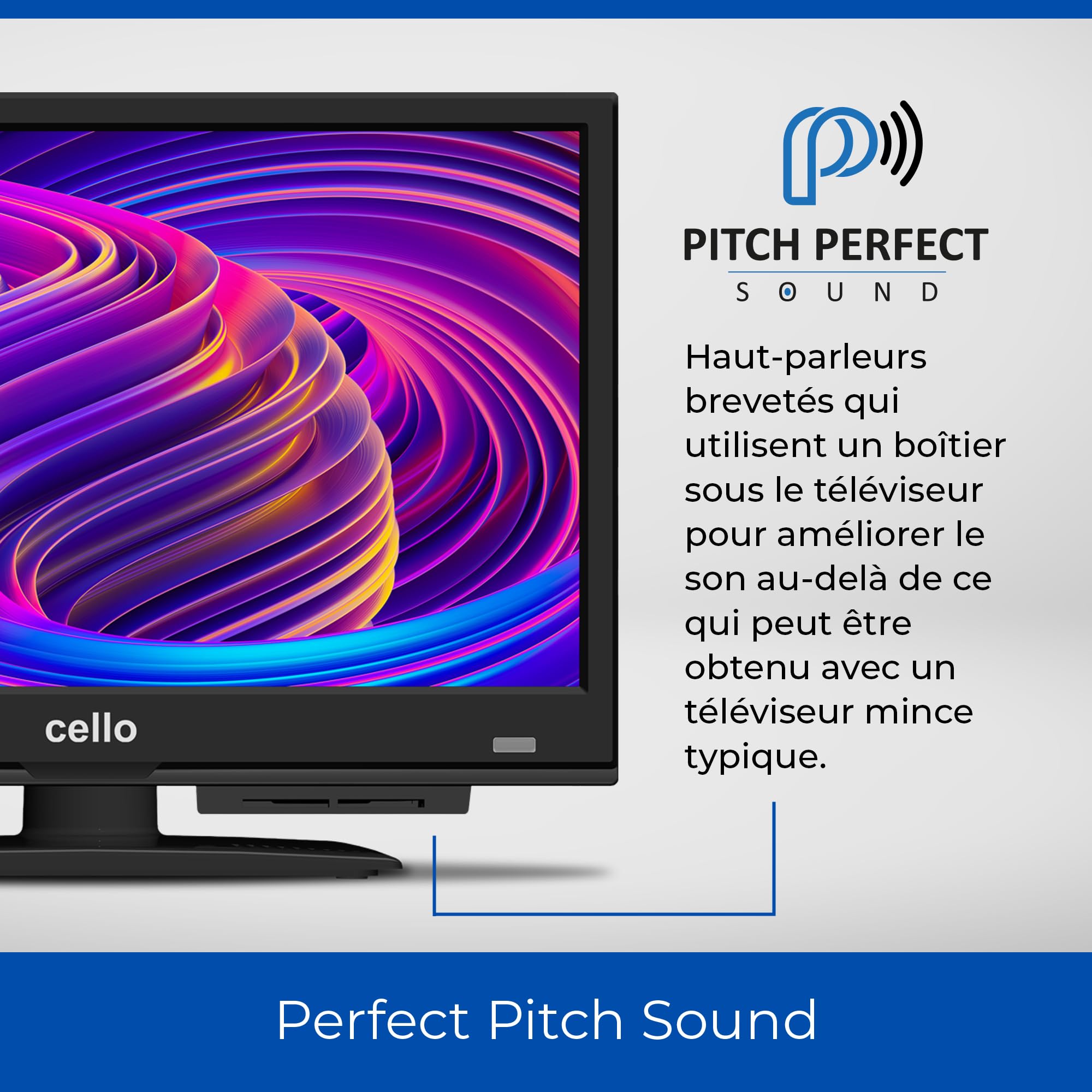 Cello Téléviseur Intelligent C1624WS 16" 12 V, WebOS, Bluetooth, Son Pitch Perfect, Prime Video, Apple TV, DAZN – Idéal pour Les Camping-Cars, Les camions et Les Bateaux, Petit écran 230 V