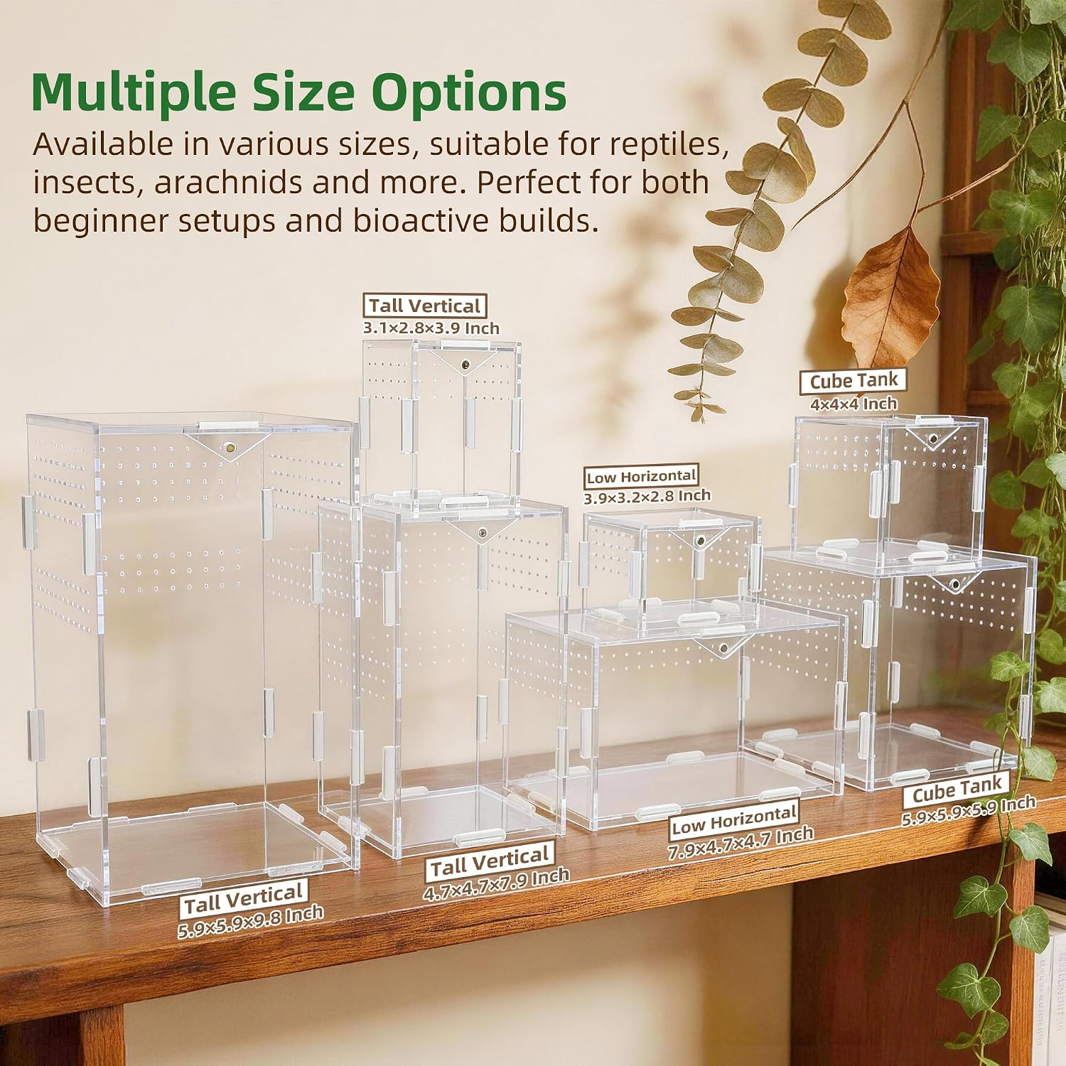 Portable Acrylic Jumping Spider Terrarium with Magnetic Lock 7.9×4.7×4.7" | Ventilated design; secure magnetic lock closure. Designed for small reptiles & insects. Lightweight for travel and display