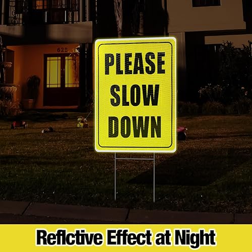 Miniatura 5 de Thyle 6 letreros reflectantes con estaca de metal de 17 x 13 pulgadas, letrero de doble cara para barrios con estaca de metal, para calle, césped,
