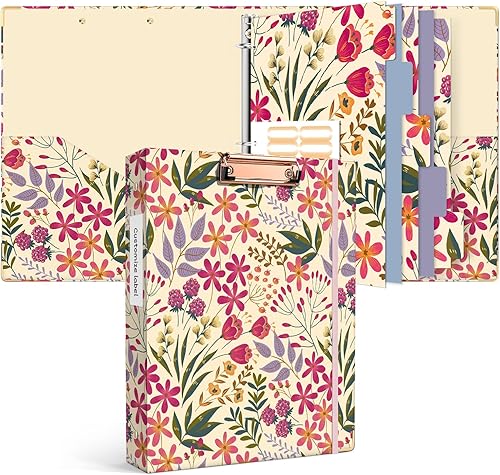 Miniatura 214 de Ospelelf Mini 3 Ring Binder, 2 Inch, Cute Pink Marble Binder for 5.5" x 8.5" with 5 Tab Dividers, File Folder Labels and Low Profile Clipboards