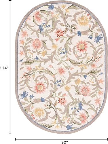 Miniatura 2 de SAFAVIEH Chelsea Collection - Alfombra ovalada de 7 pies 6 pulgadas x 9 pies 6 pulgadas, marfil, lana de campo francesa enganchada a mano, ideal