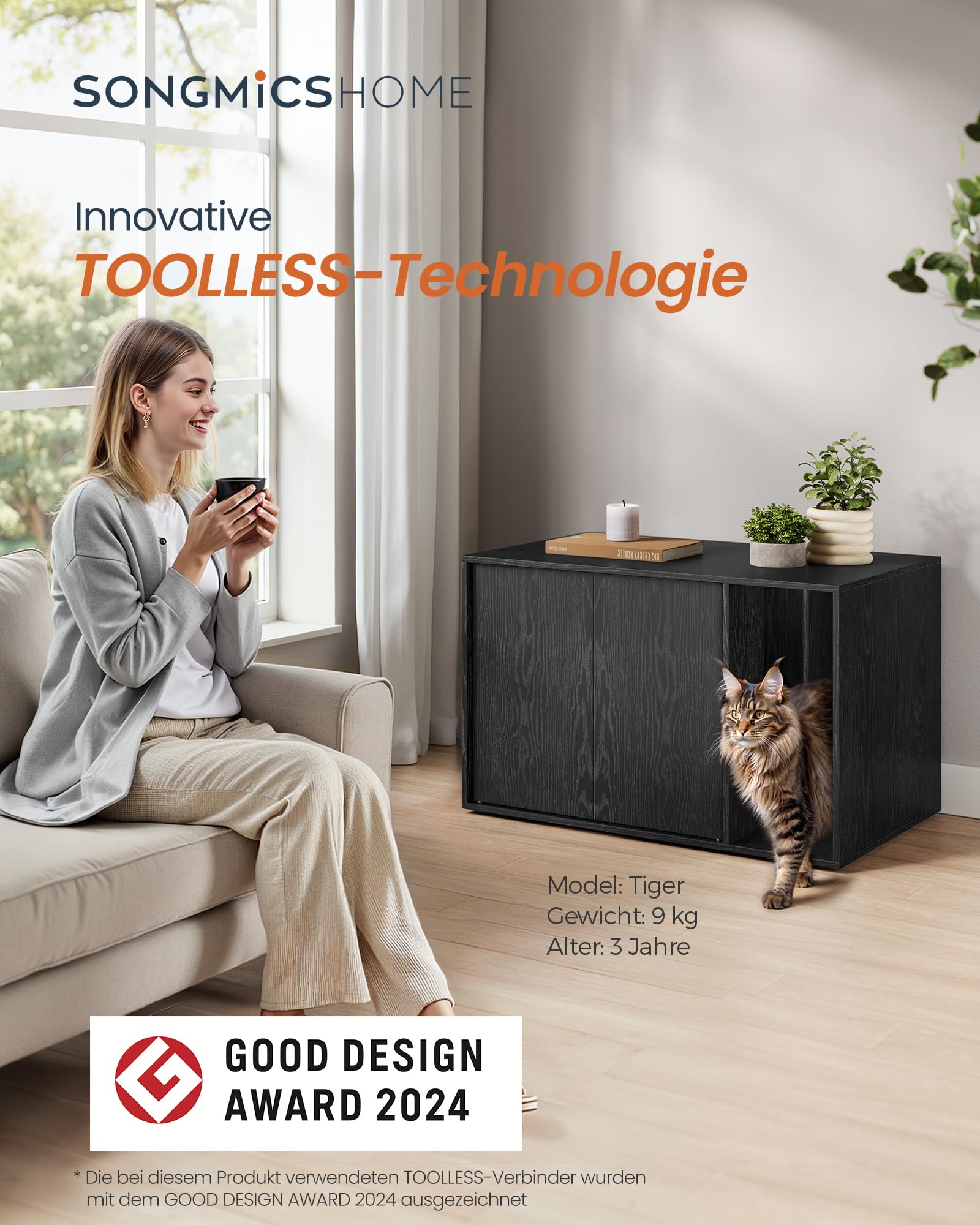 SONGMICS HOME Katzenklo-Schrank Werkzeuglose Montag Produktbild-Vorschau 1