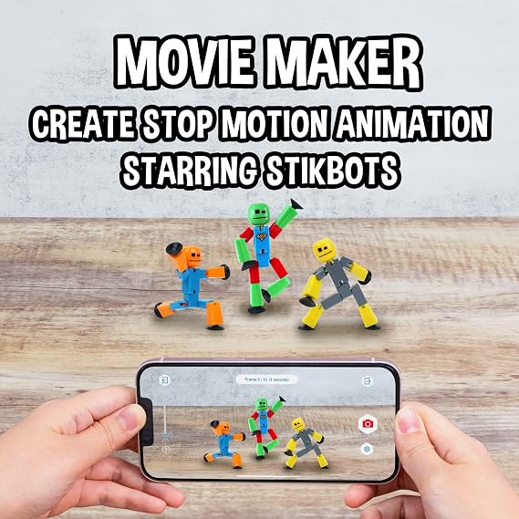 Zing Stikbot 6 Pack, Set of 6 Stikbot Collectable Action Figures, Create Stop Motion Animation (Styles May Vary)