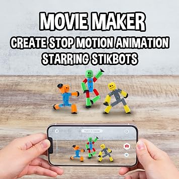 Zing Stikbot 6 Pack, Set of 6 Stikbot Collectable Action Figures, Create Stop Motion Animation (Styles May Vary)