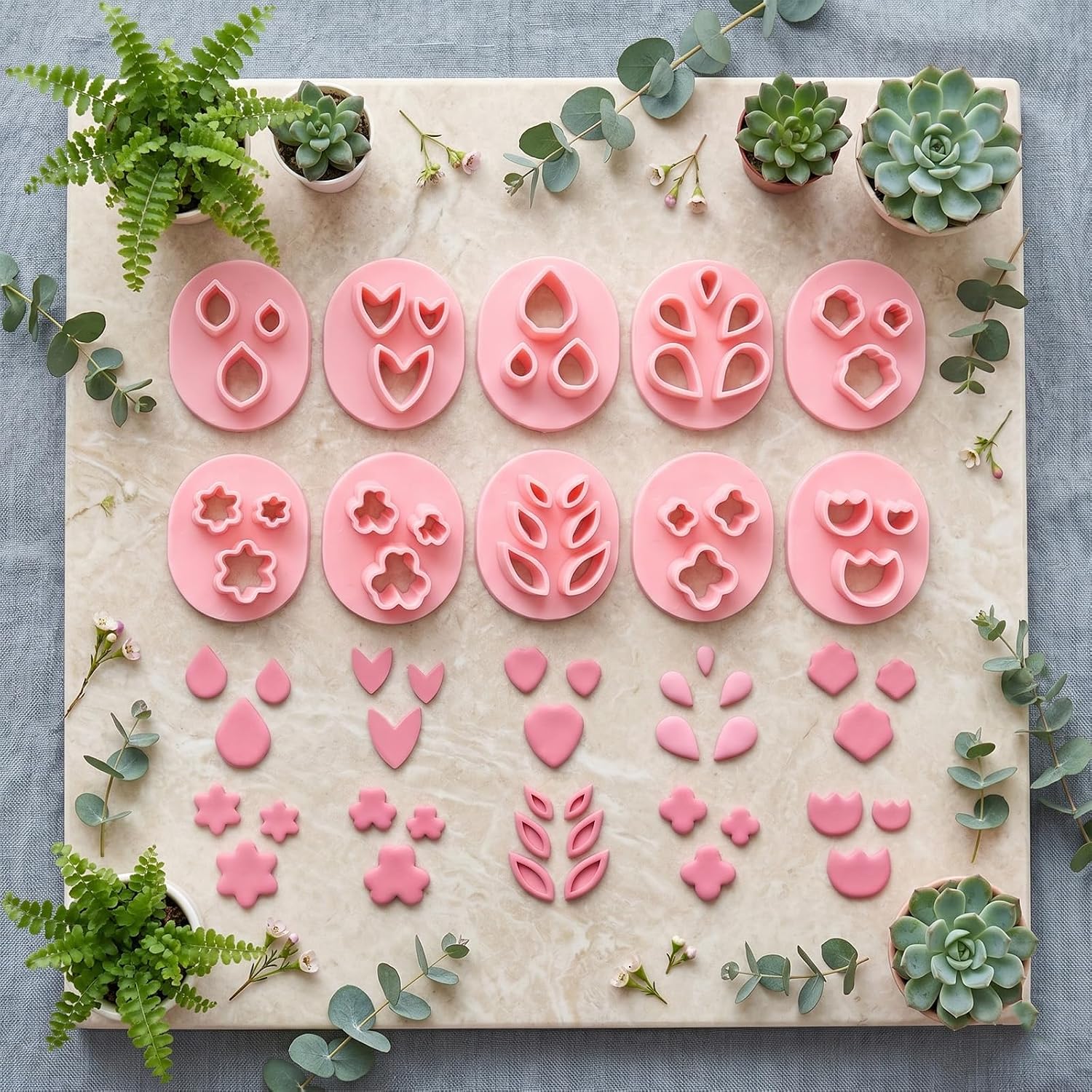 20 PCS Polymer Clay Cutters, Clay Molds, Flower Petal Clay Cutter for Earrings Making 20 Shapes Floral Leaf Heart Butterfly Clay Molds DIY Jewelry Tools