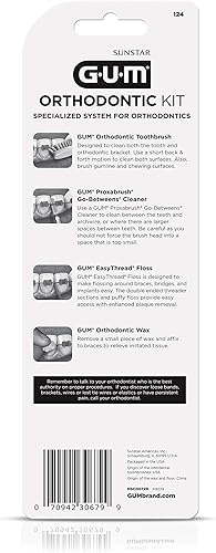 Miniatura 3 de GUM Kit de ortodoncia cuenta con cepillo de dientes de ortodoncia, 3 tamaños Proxabrush y hilo dental EasyThread resistente a las trituraciones y