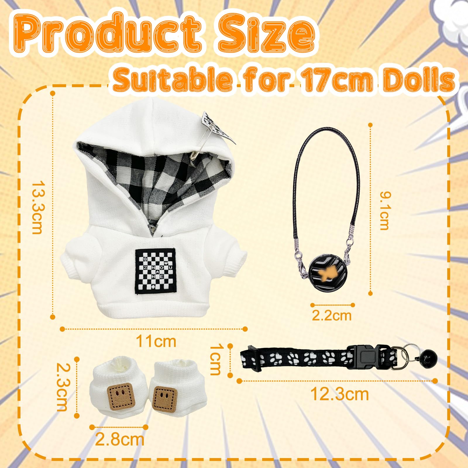 17cm Plush Dolls Clothes, Purple Gentle Doll Clothes Set, 1Bow, 1 Sweater, 1 Skirt, 1 Crocheted Puff Flower, Elegant - Image 2