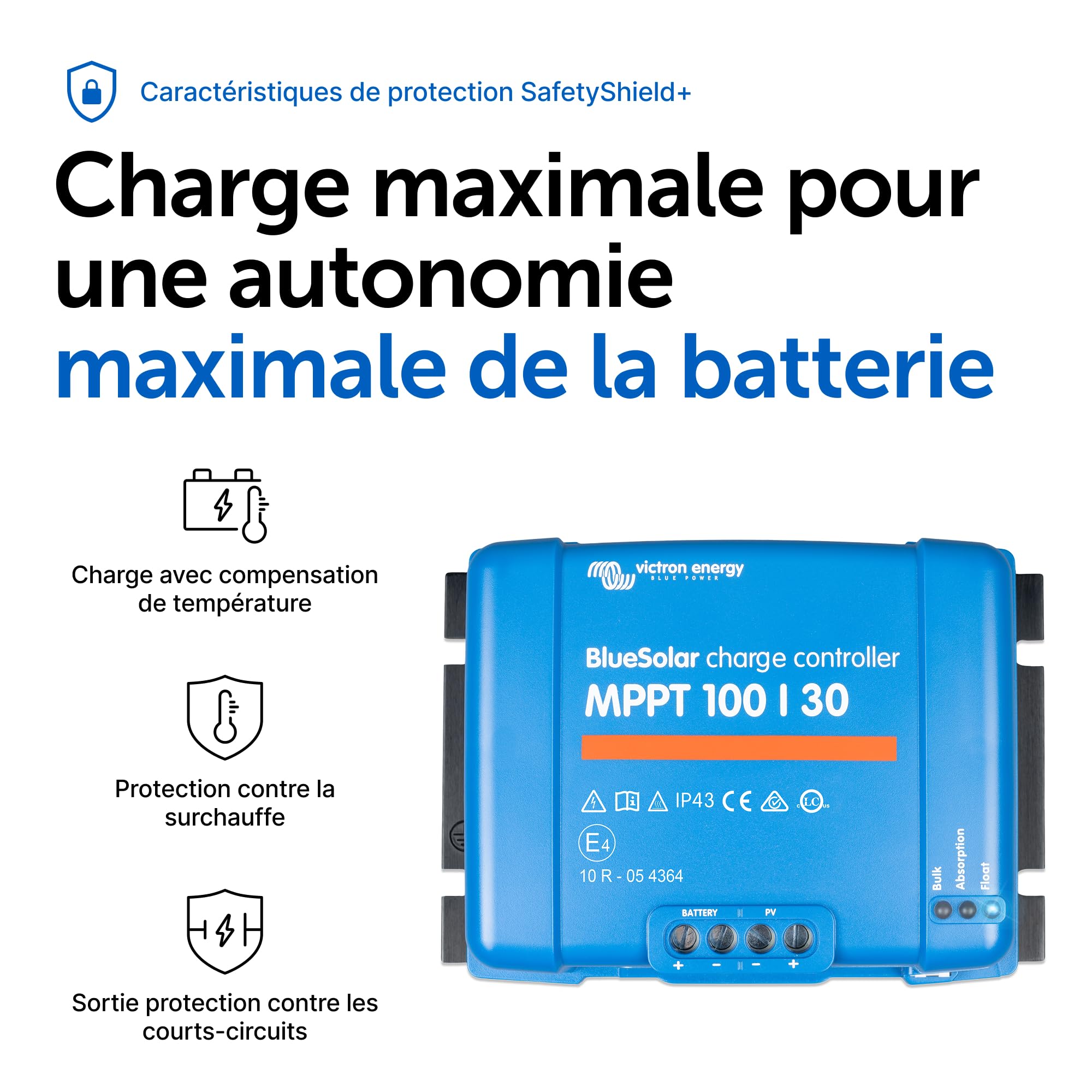 Victron Energy BlueSolar MPPT 100V 30 amp 12/24-Volt Contrôleur de Charge Solaire