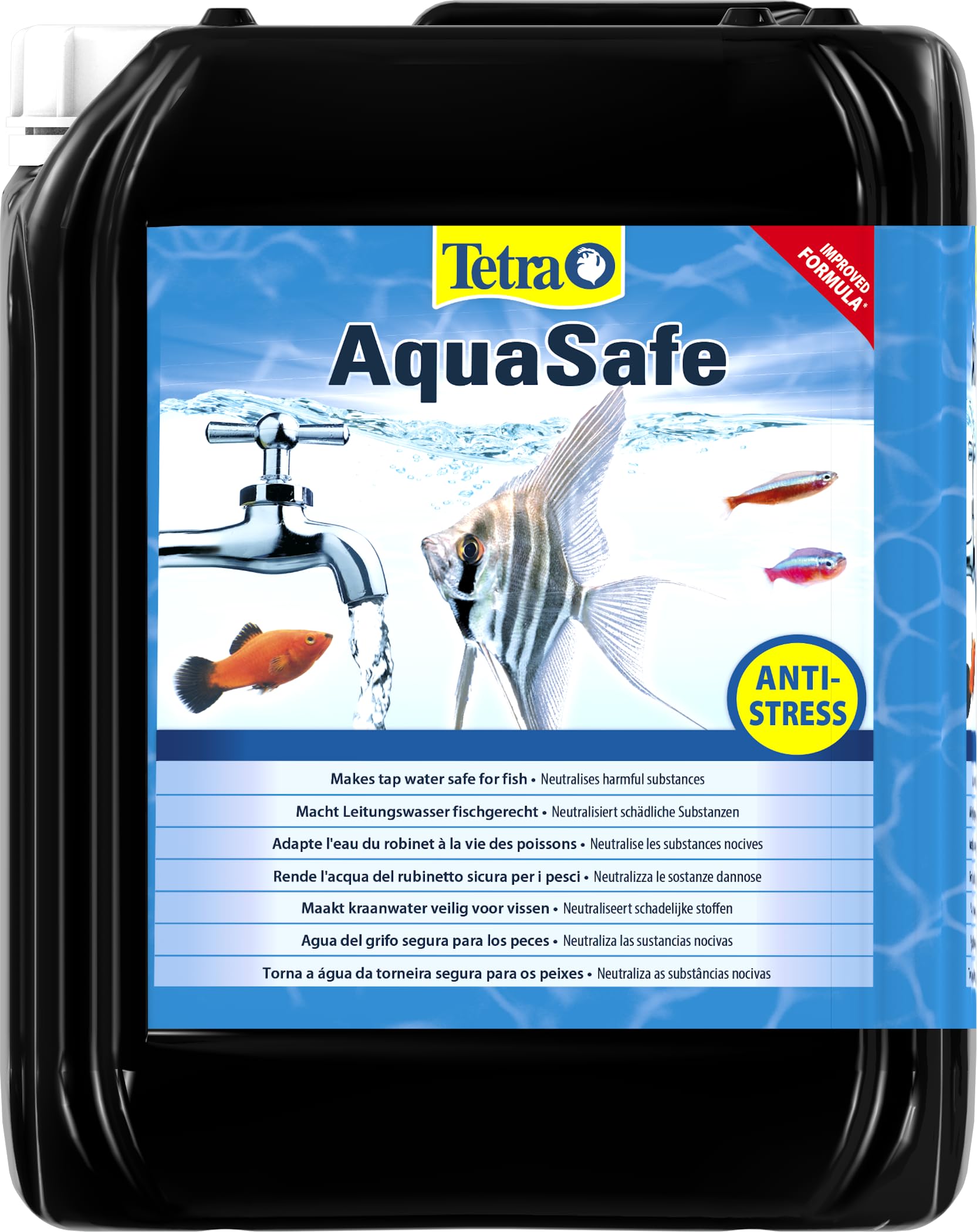 Tetra AquaSafe para Agua de Acuario Natural y Apta para Peces, Neutraliza las Sustancias Nocivas del Agua del Grifo, Bidón de 5 l