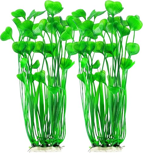 Ismeally 2 plantas grandes de acuario de agua dulce de 16 pulgadas de plástico artificial, plantas de decoración para peceras (verde)
