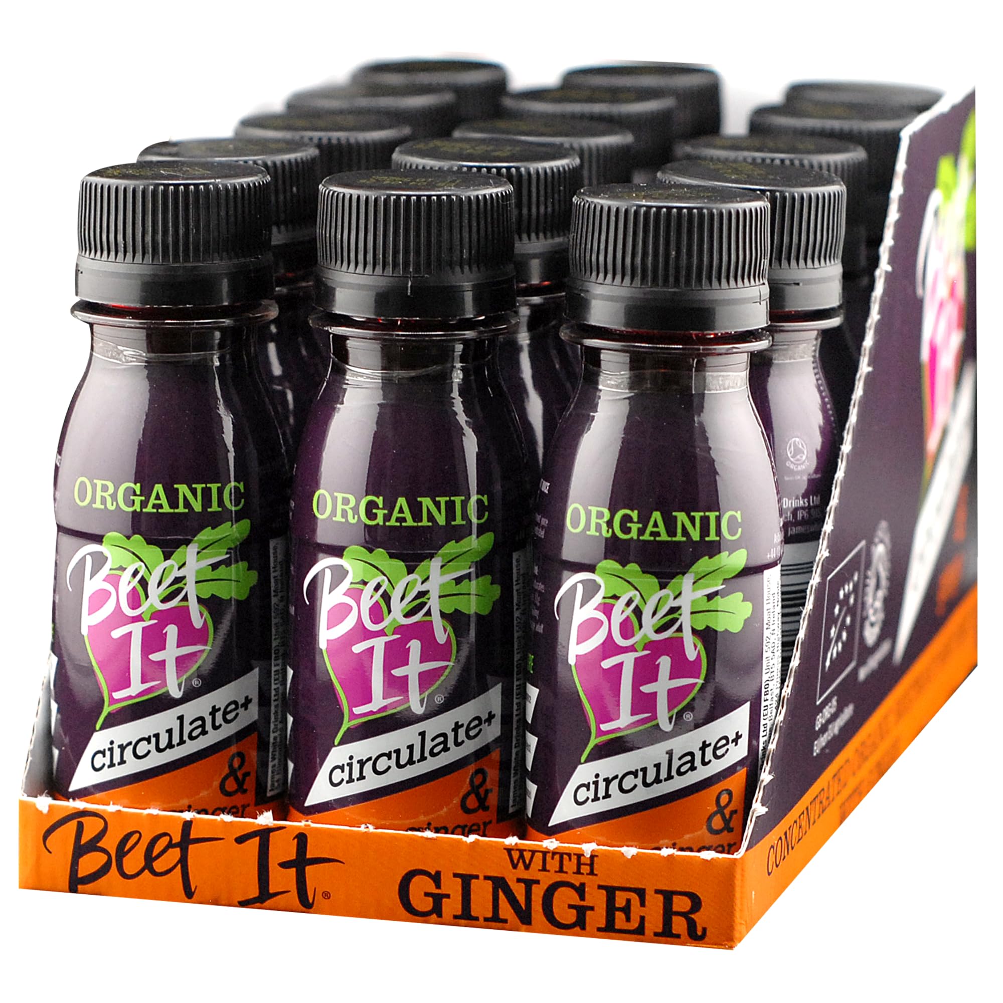Beet It Organic Ginger Circulate+ Shot – 15 x 70ml, Natural Beetroot & Ginger, Organic, Additive-Free, Performance Boost