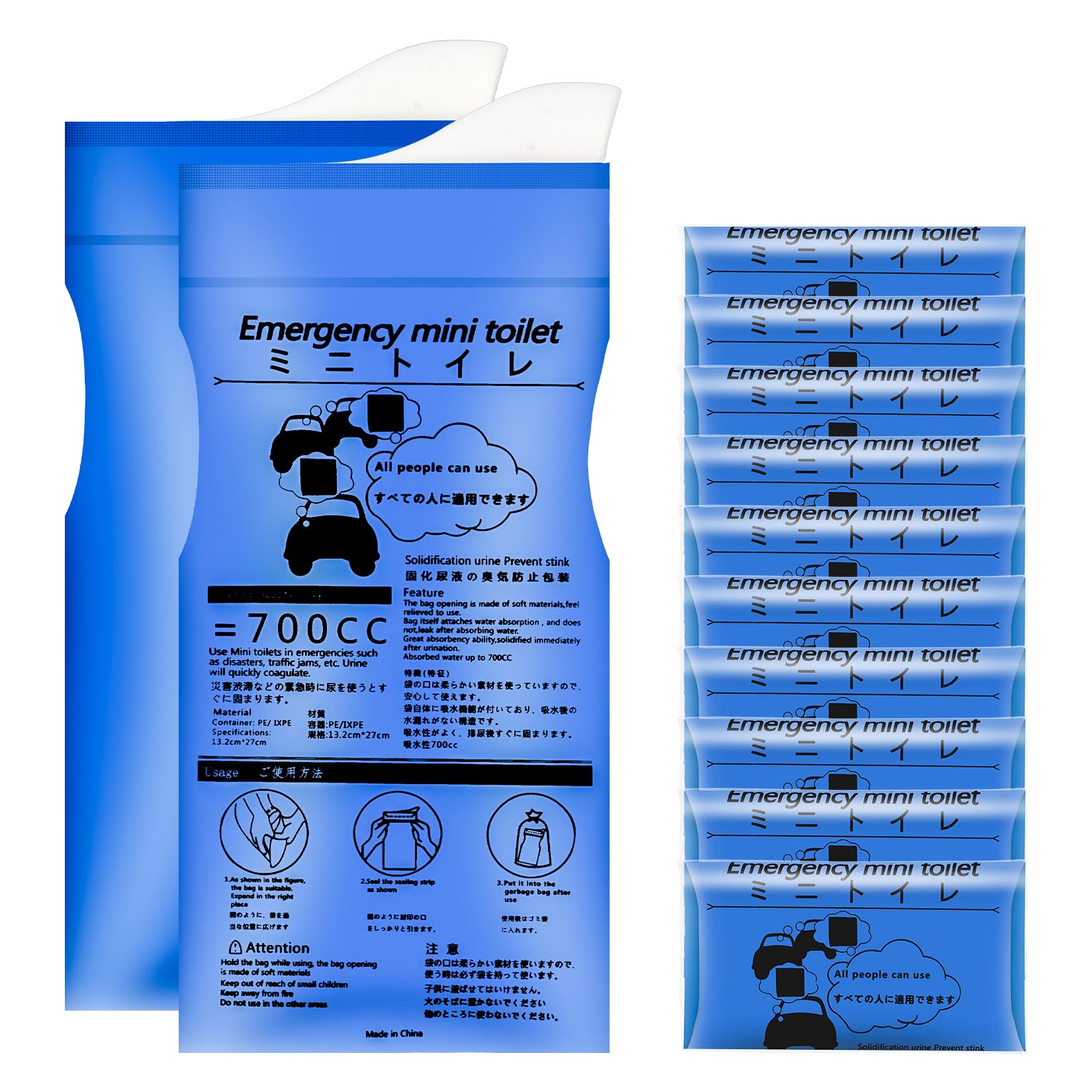 12 Pcs Portable Urinal for Women Men, 700 ml Urine BagsPee Bags, Emergency Toilet Vomit Bags for Travel Urinals, Portable Camping Toilet Bags with Gel for Traffic Jam Hiking Camping Adults Pregnant