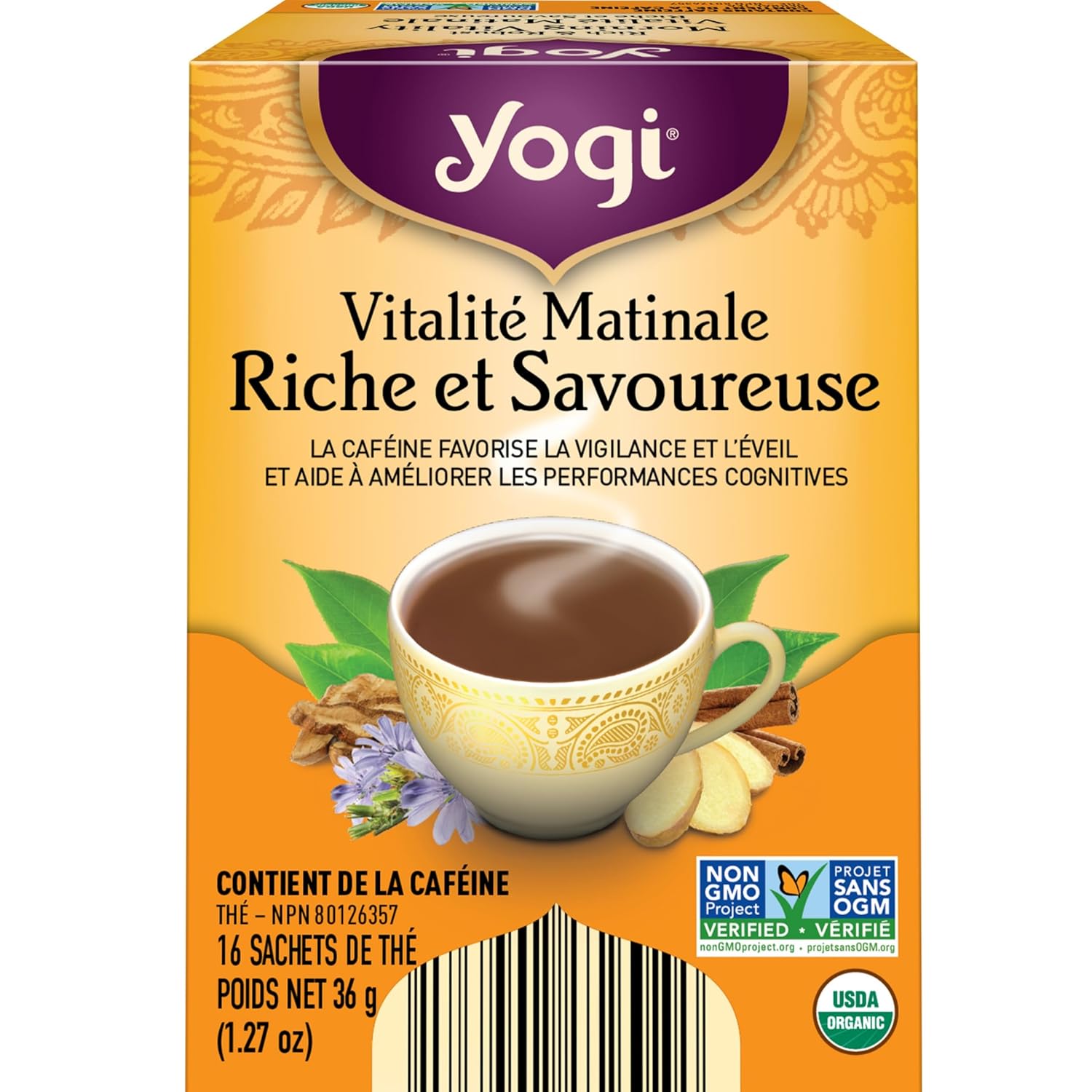 Yogi Tea Rich & Robust Morning Vitality (Pack 3) - 48 Tea Bags - Contains caffeine - Supports Energy - Inlcudes Roasted Chicory, Cinnamon, Ginger & More