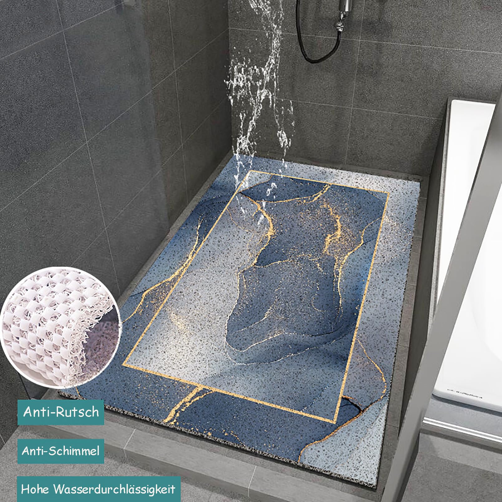 Alfombrilla antideslizante para bañera de 40 x 60 cm, diseño marino colorido, material de PVC, con ventosas, suave y cómoda, alta permeabilidad al agua