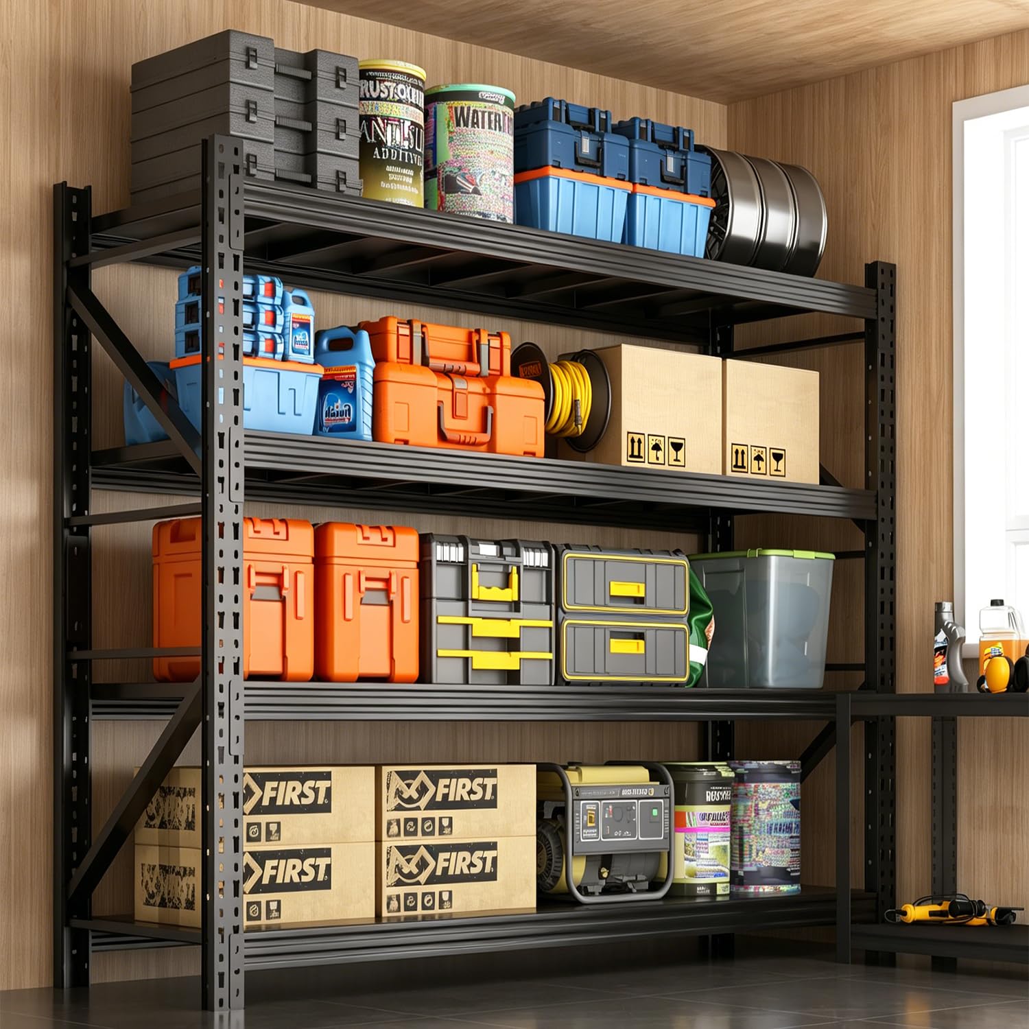 Heavy Duty Garage Shelving,73" H Load Capacity Metal Garage Storage Shelves Adjustable Industrial Shelving Unit for Garage