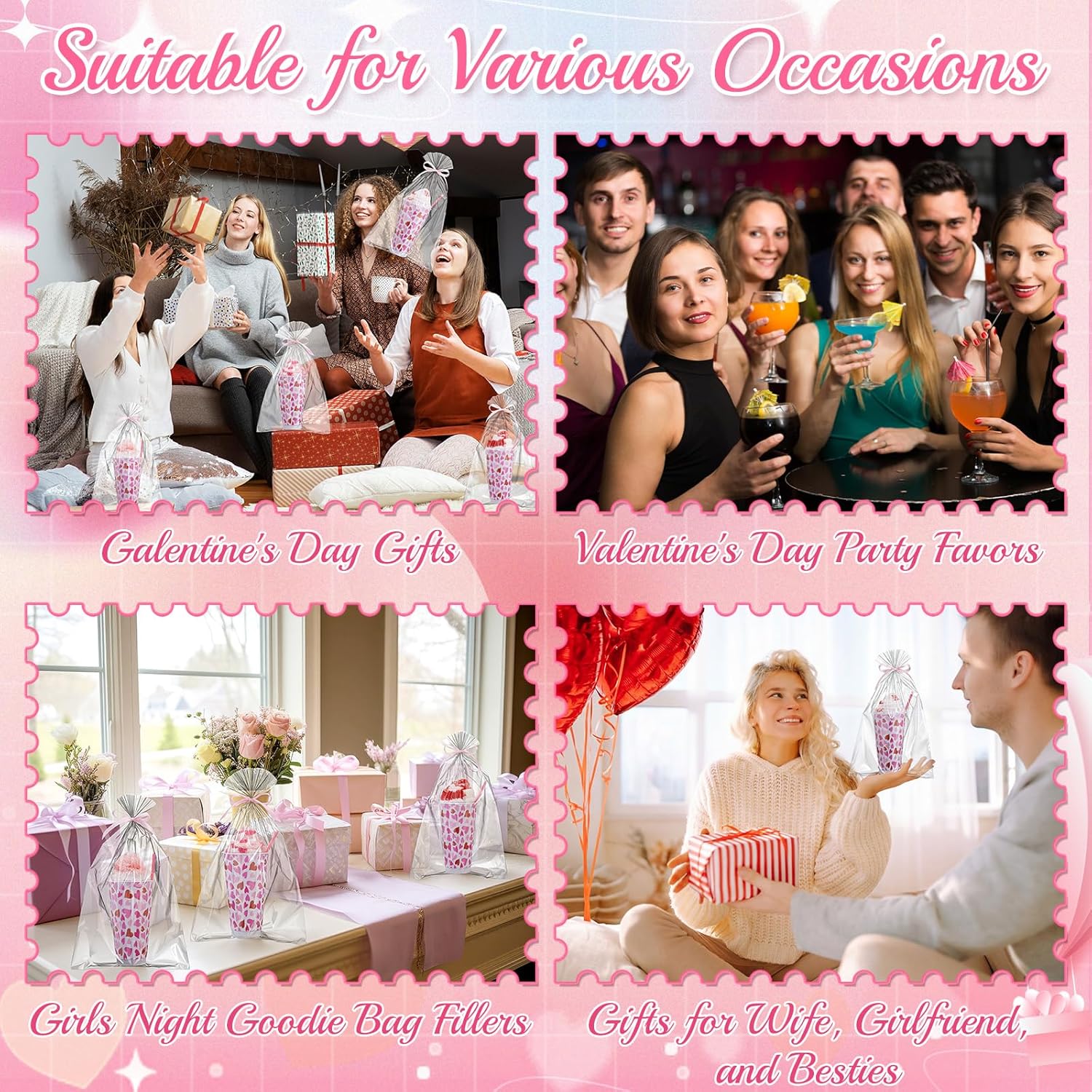 Funtery Galentine's Day Fuzzy Socks Gifts for Women Bulk Valentine Party Stuffers Pink Heart Cup Sock Gift - Image 7