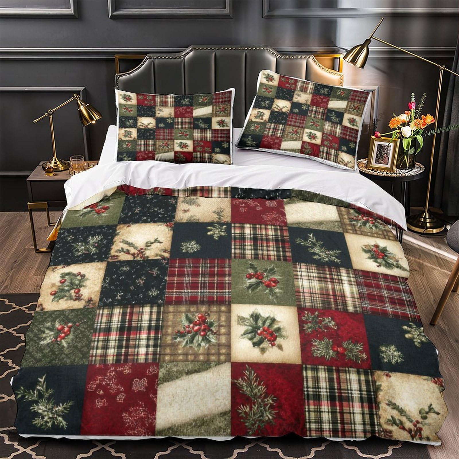 Parure de lit Noël 140x200cm ultra douce résistante imprimée