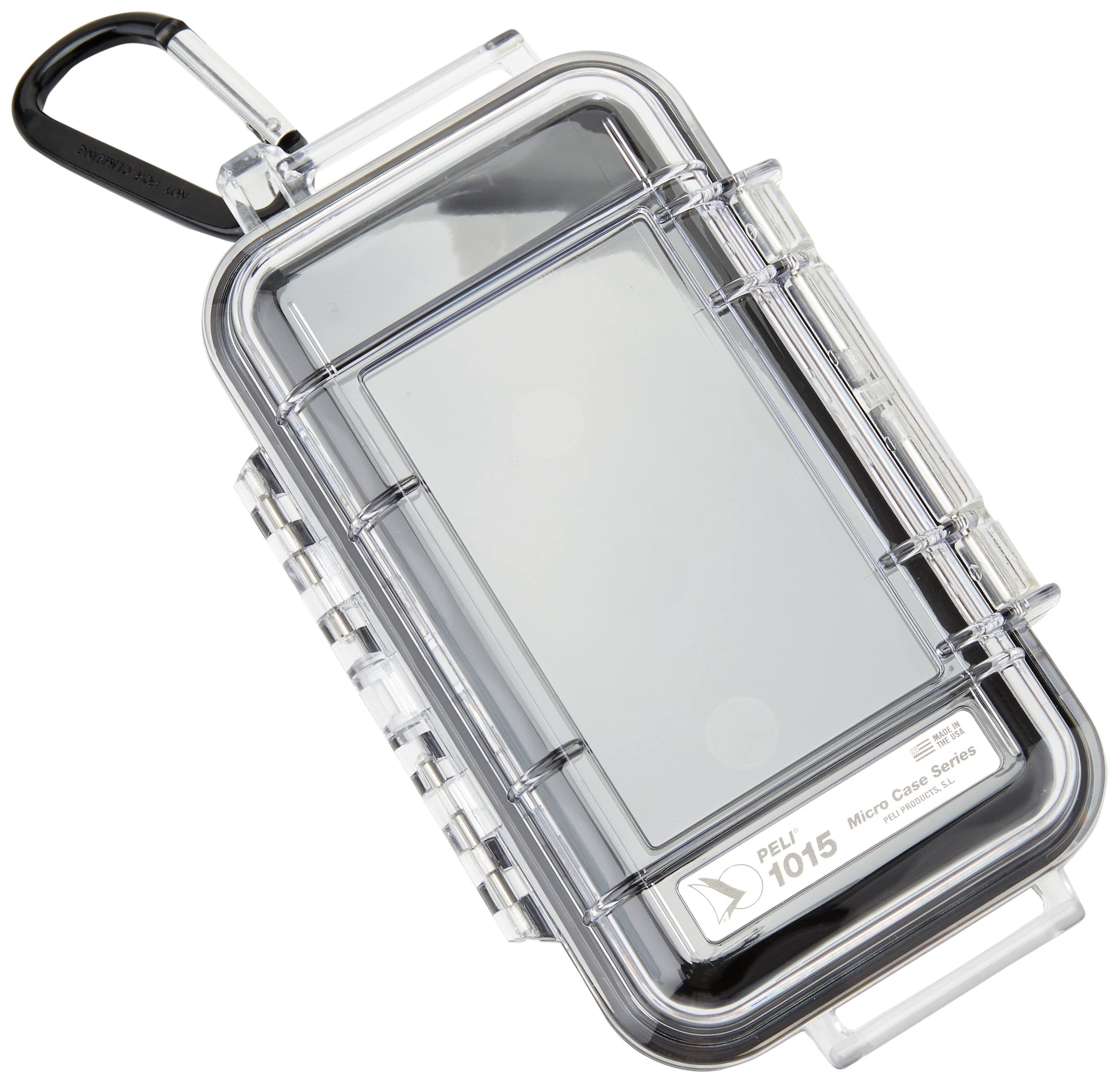 1015 Extreme Micro Case to Protect Small Devices in Outdoor or Sports, IP67 Watertight, 1L Capacity, Made in US, Clear/Black Liner