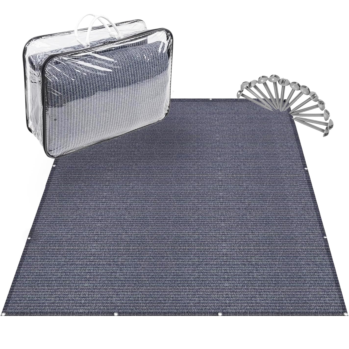 HEYOUTH Vorzeltteppich,Camping Teppich,Teppich für Zelt Wohnmobil,Outdoor Vorzeltboden,Zeltteppichinkl inkl 13 Befestigungsnägel,aus HDPE 240 g/㎡,mit ösen Tragetasche,für Wohnmobil und Wohnwagen