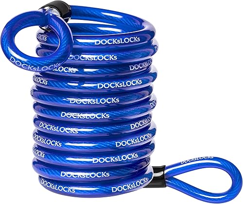 DocksLocks Cable de seguridad en espiral resistente a la intemperie (de 5 a 25 pies de longitud) con extremos reforzados, protección antirrobo para