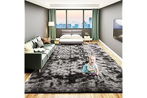 Large Anti-Skid Fluffy Dark Grey Shag Rug - Perfect for Living Room,...
