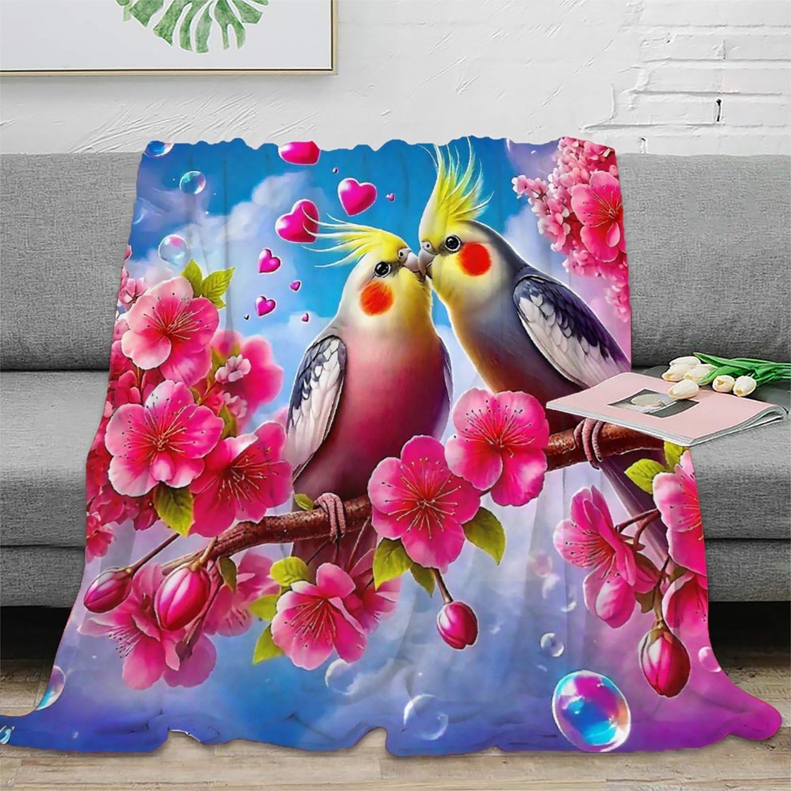 Plaid perroquet 3D en microfibre chaude et douce haute densité 127x152cm