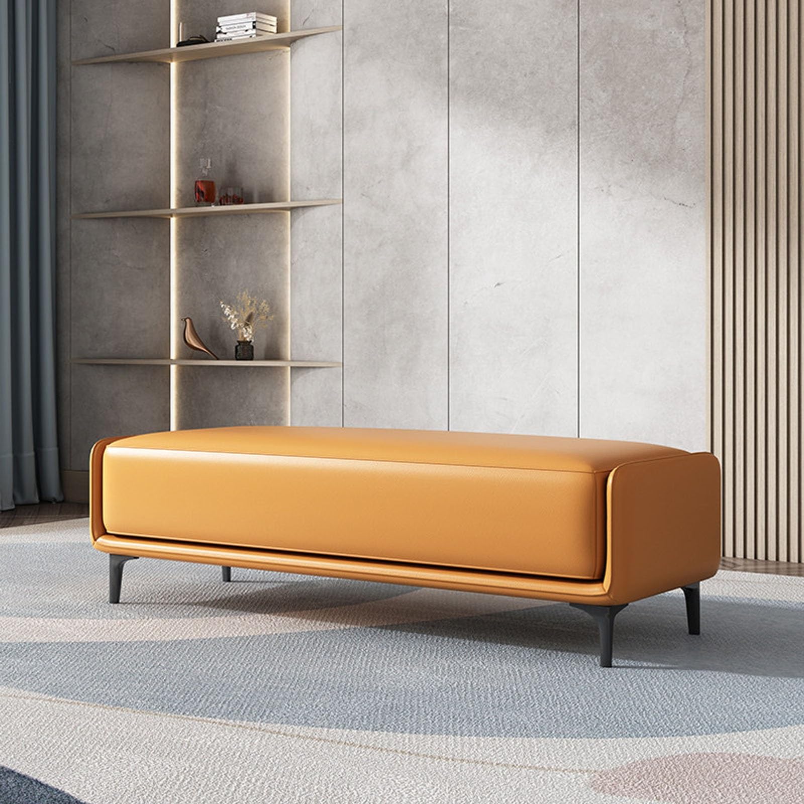 Banc pour entrée et chambre avec assise repose-pieds confortable