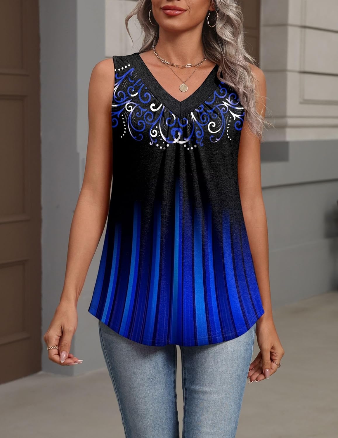 Zeagoo Womens Tank Tops Summer Sleeveless Loose Fit Tops V Neck Pleated Shirts Basic Tees Dressy Casual Trendy Clothes - Image 4